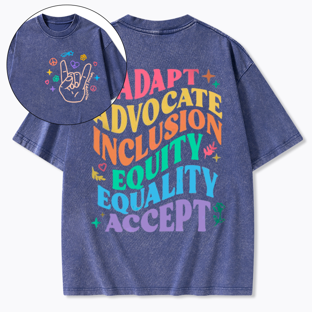 Adapt Advocate Inclusion Equity Equality Accept Washed T-Shirt