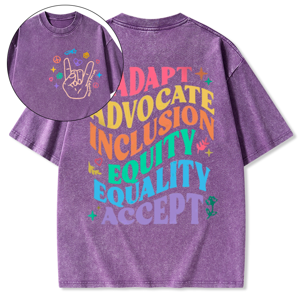 Adapt Advocate Inclusion Equity Equality Accept Washed T-Shirt