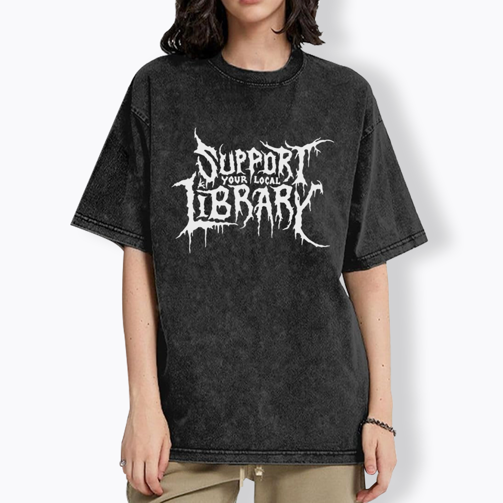 Death Metal Print Washed T-Shirts