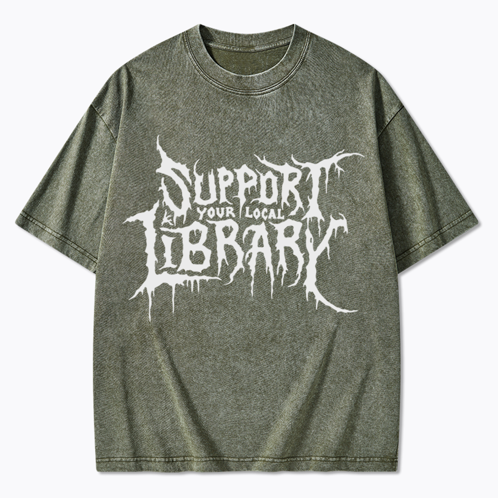 Death Metal Print Washed T-Shirts