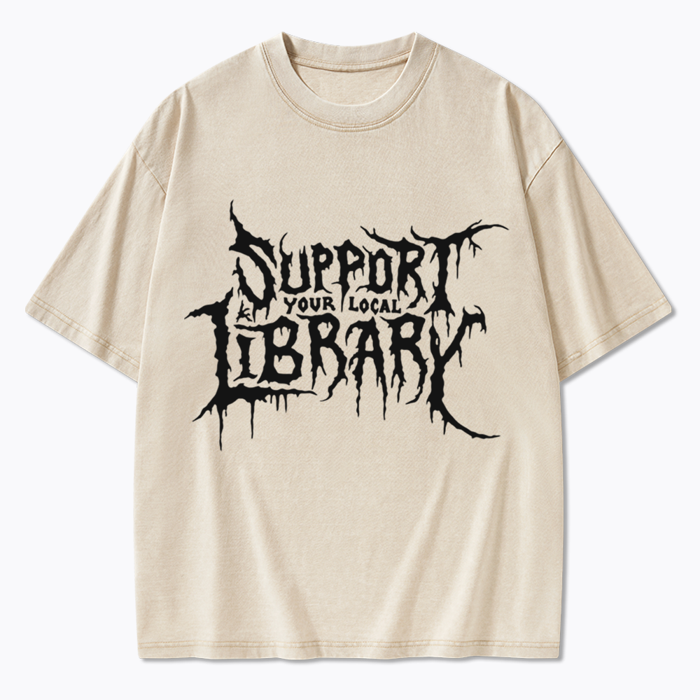 Death Metal Print Washed T-Shirts