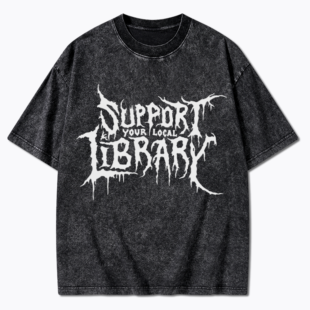 Death Metal Print Washed T-Shirts