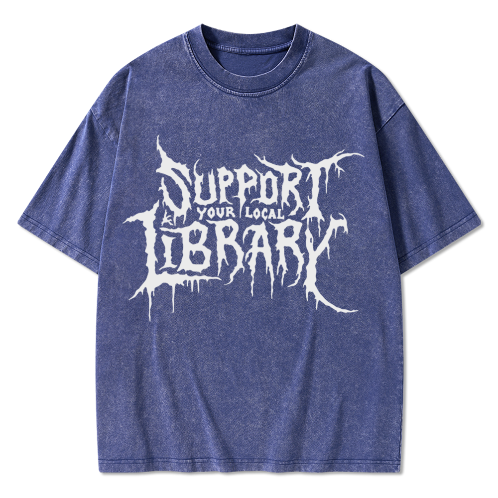 Death Metal Print Washed T-Shirts