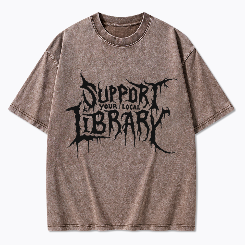 Death Metal Print Washed T-Shirts