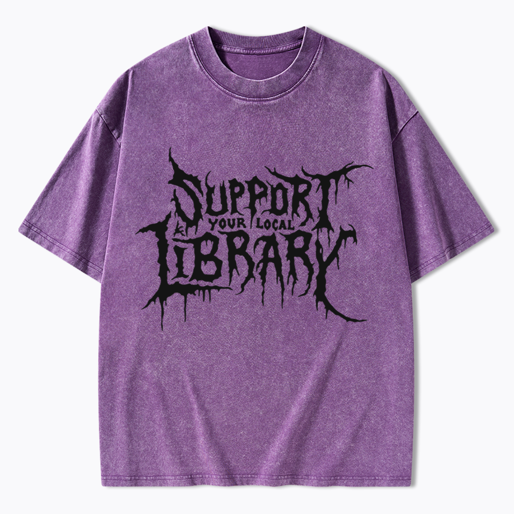 Death Metal Print Washed T-Shirts