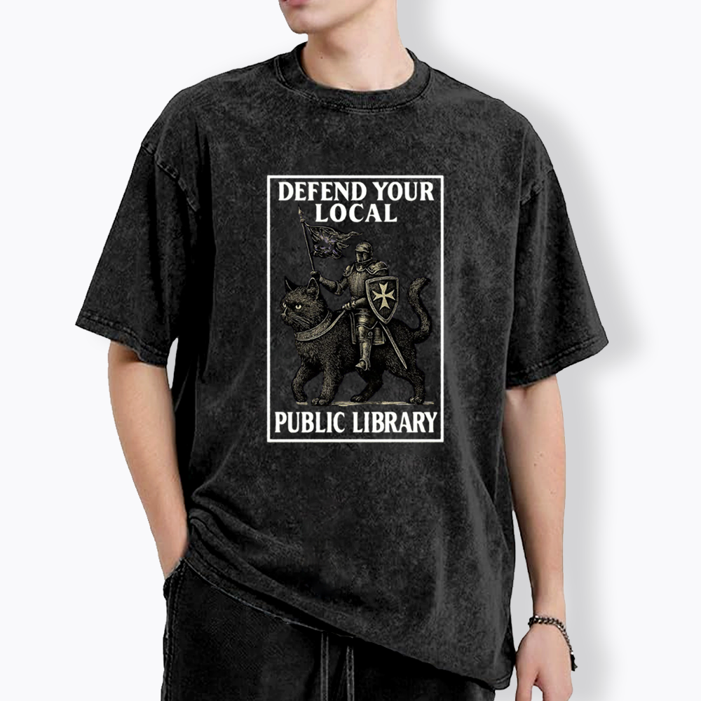 Defend Your Local Library Washed T-Shirts