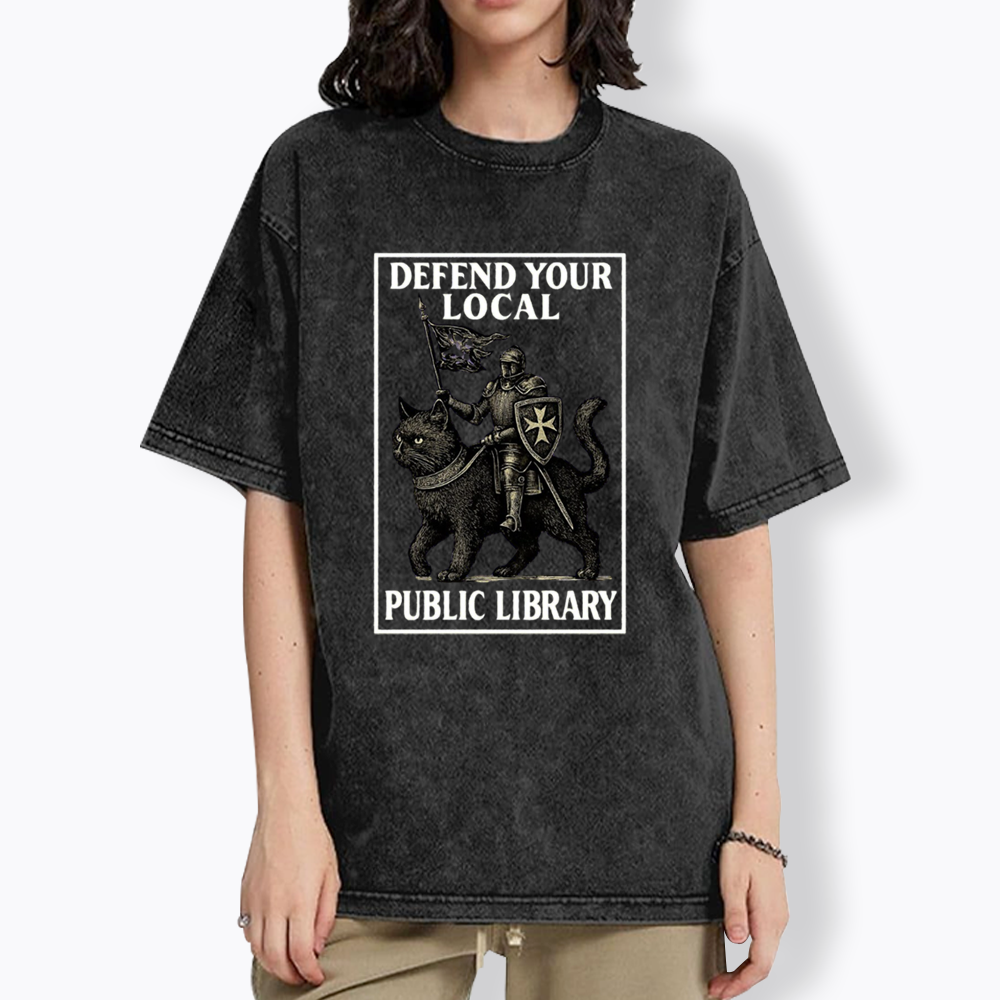 Defend Your Local Library Washed T-Shirts