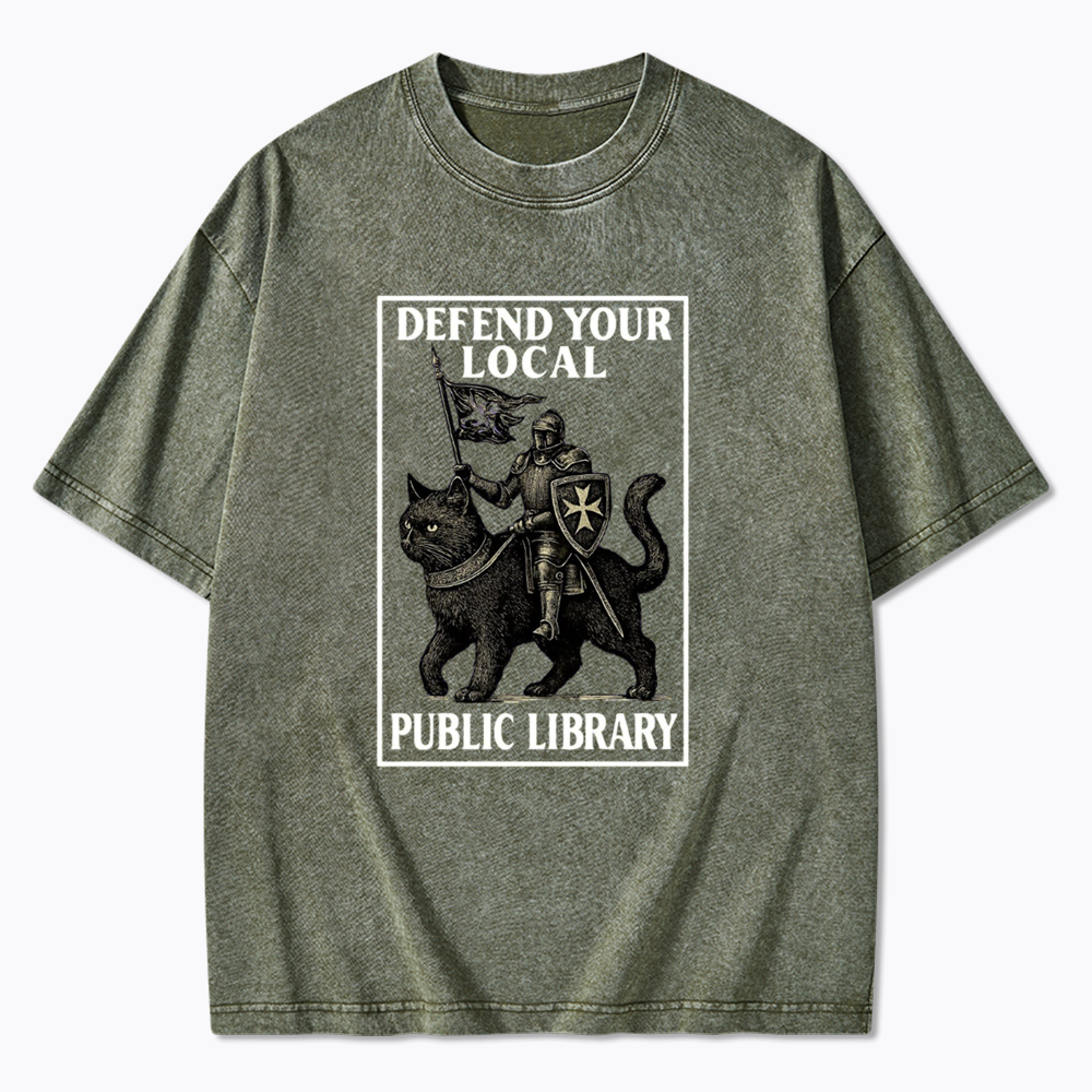 Defend Your Local Library Washed T-Shirts