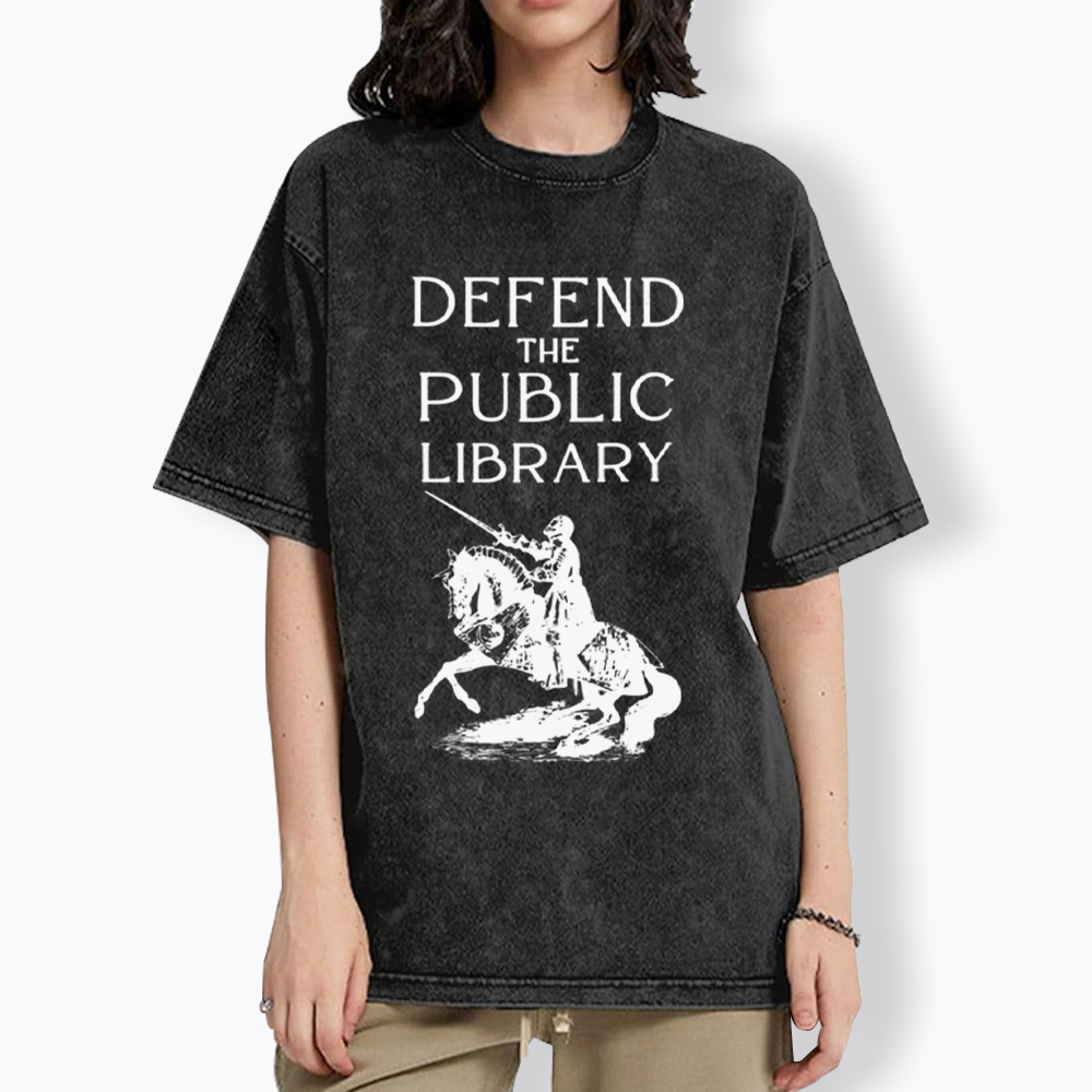 Defend The Public Library Washed T-Shirt