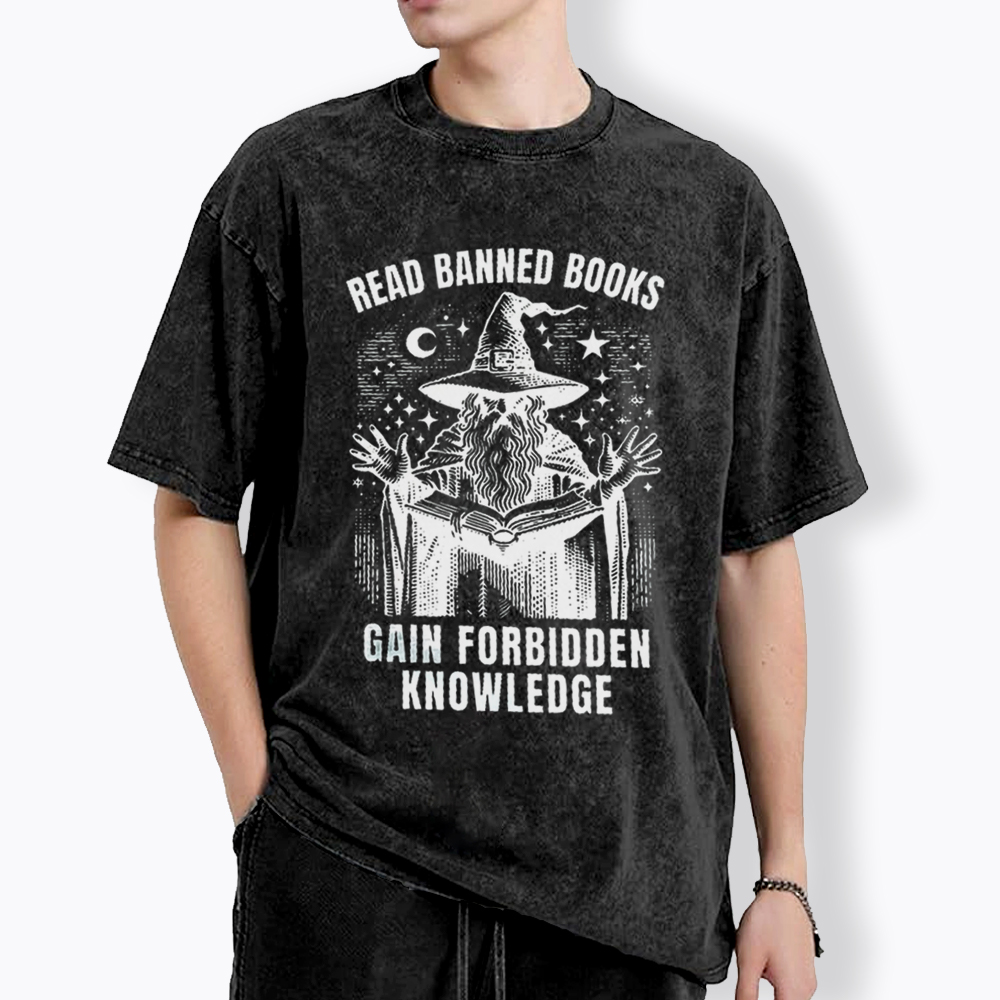 Read Banned Books Gain Forbidden Knowledge Washed T-Shirt