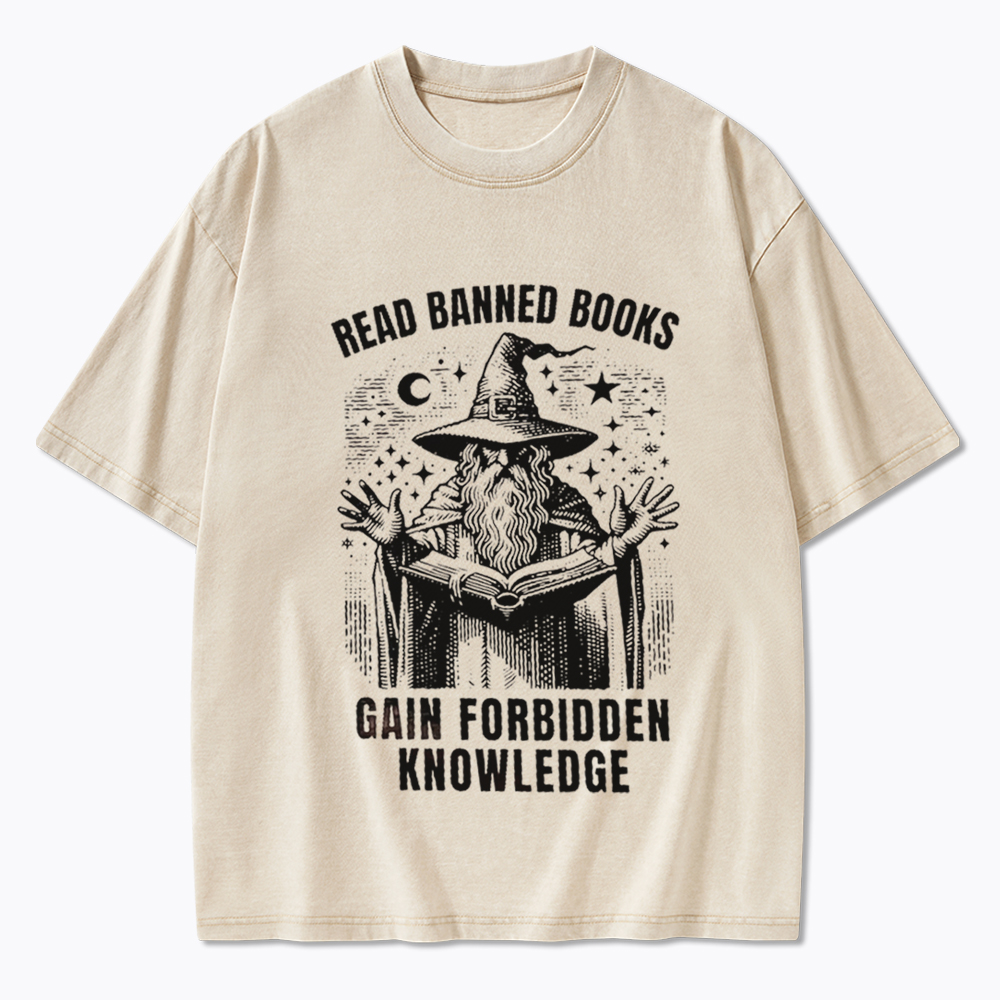 Read Banned Books Gain Forbidden Knowledge Washed T-Shirt