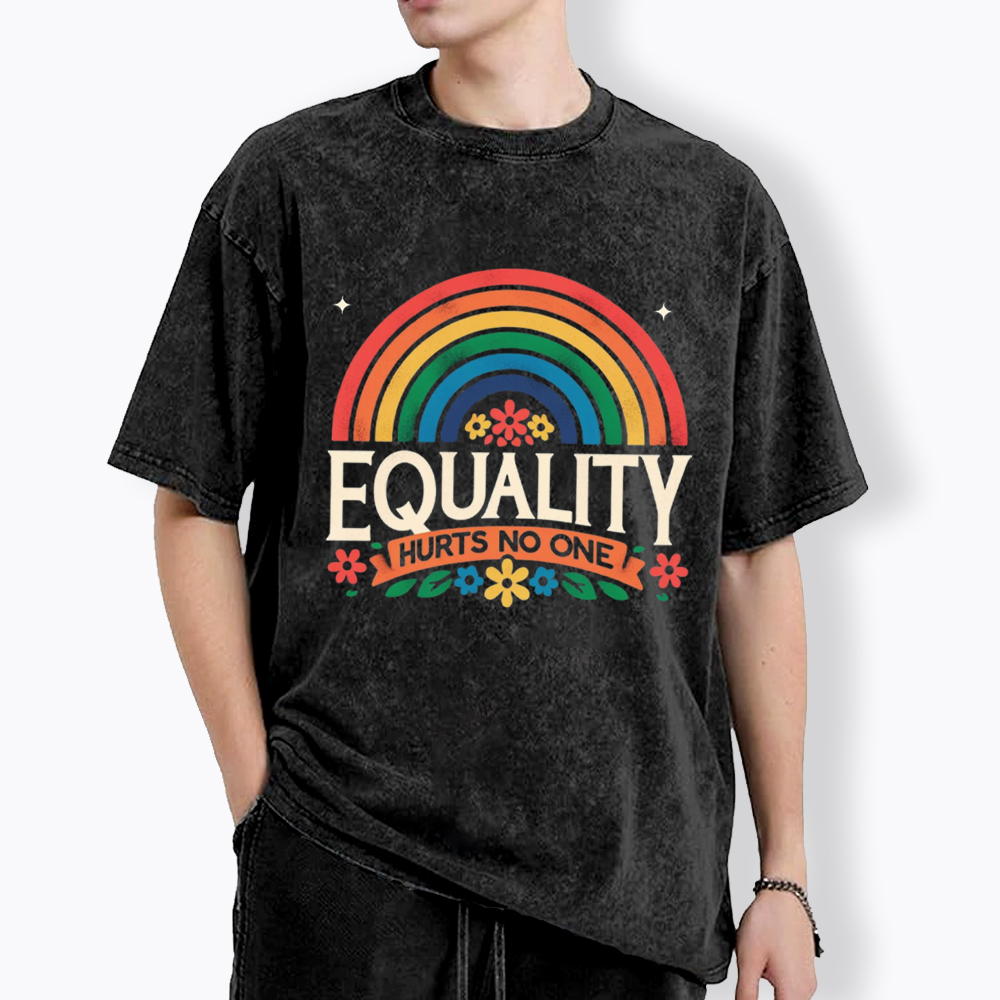 Equality Hurts No One Rainbow Pride Washed T-Shirt