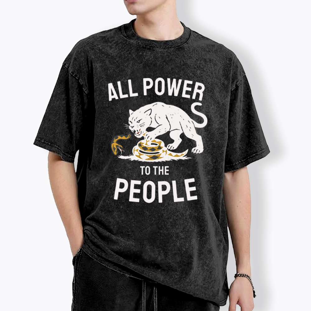 Power to the People Black Panther Party Washed T-Shirts