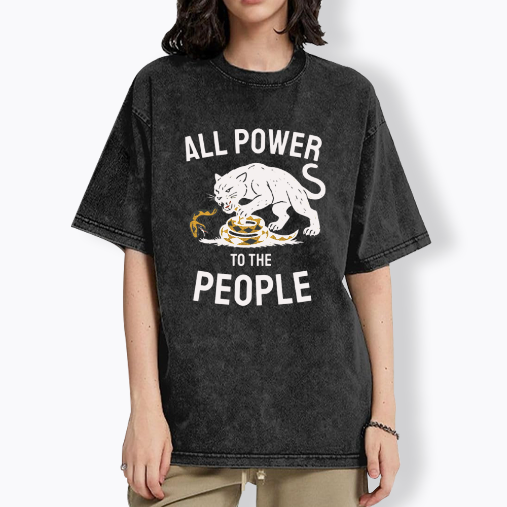 Power to the People Black Panther Party Washed T-Shirts