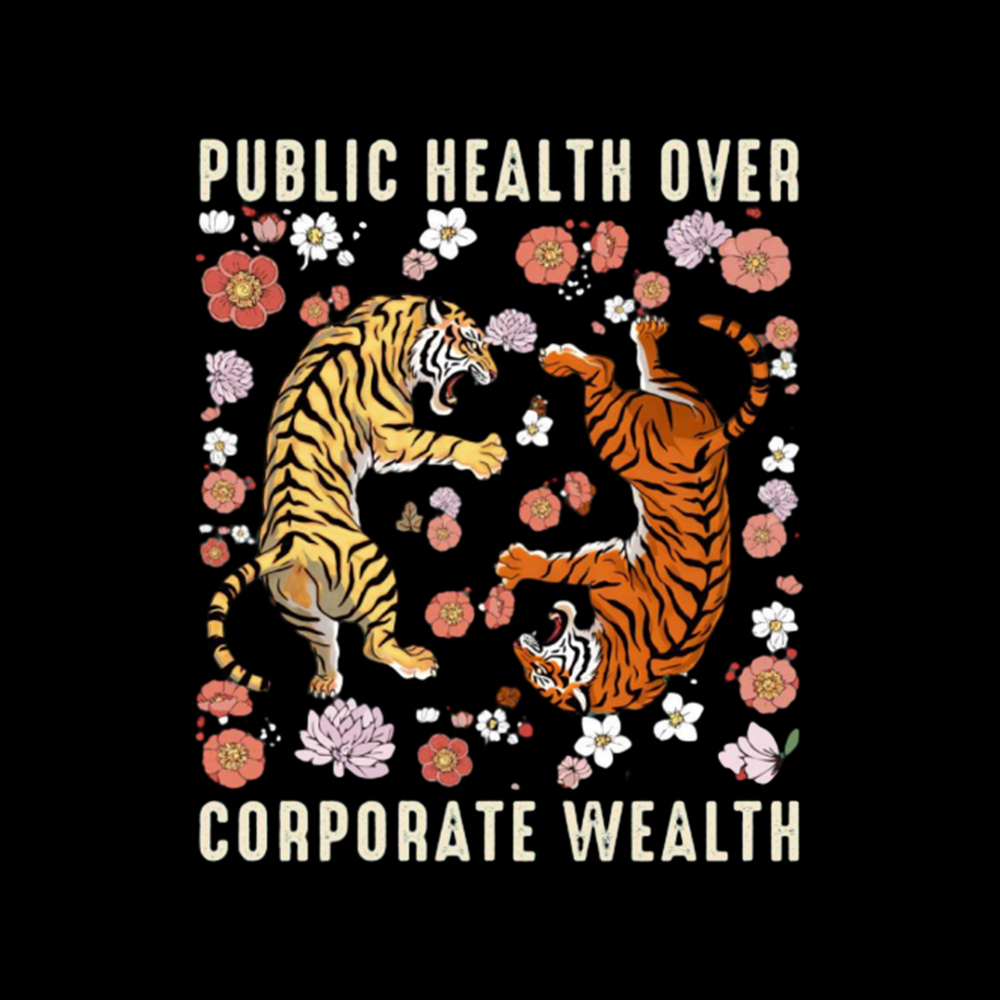 Public Health Over Corporate Wealth Kids Washed T-Shirts