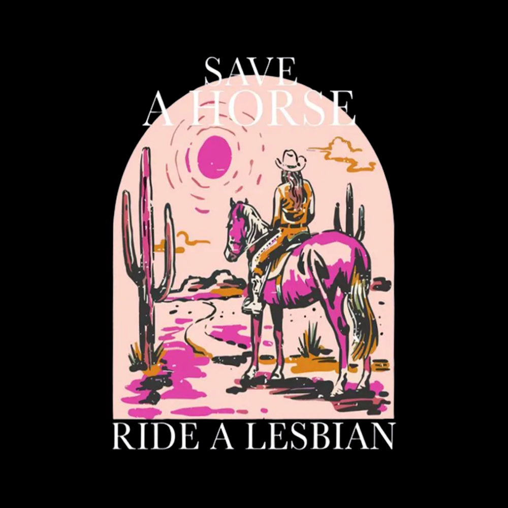 Save A Horse Ride A Lesbian Washed T-Shirts