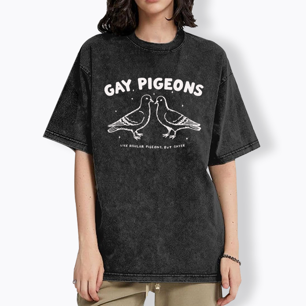Gay Pigeons Washed T-Shirts