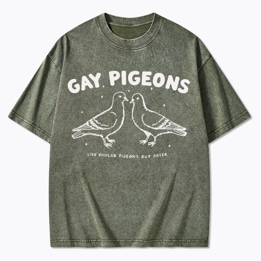 Gay Pigeons Washed T-Shirts