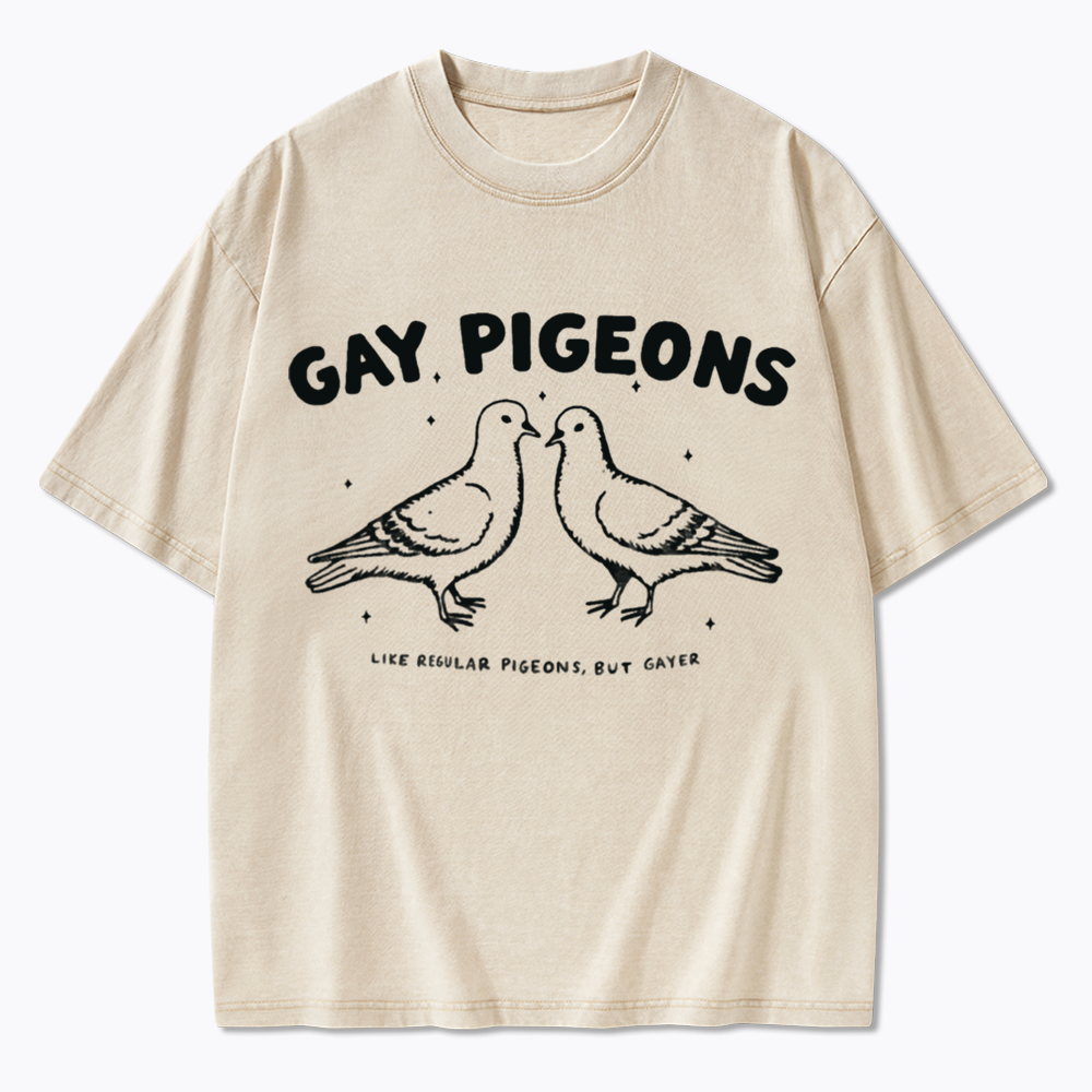 Gay Pigeons Washed T-Shirts