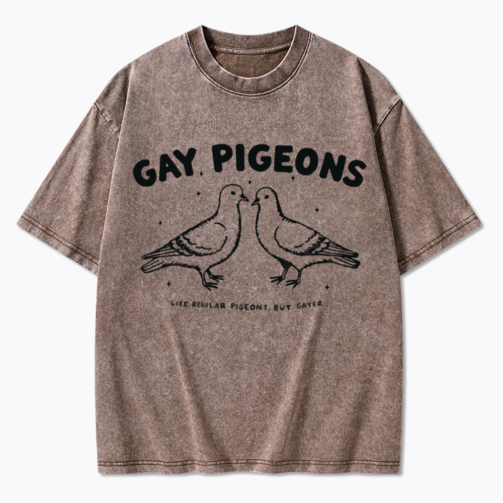 Gay Pigeons Washed T-Shirts