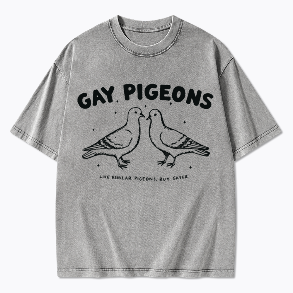 Gay Pigeons Washed T-Shirts