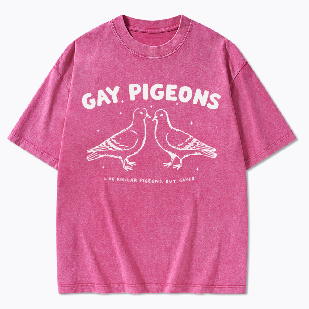 Gay Pigeons Washed T-Shirts