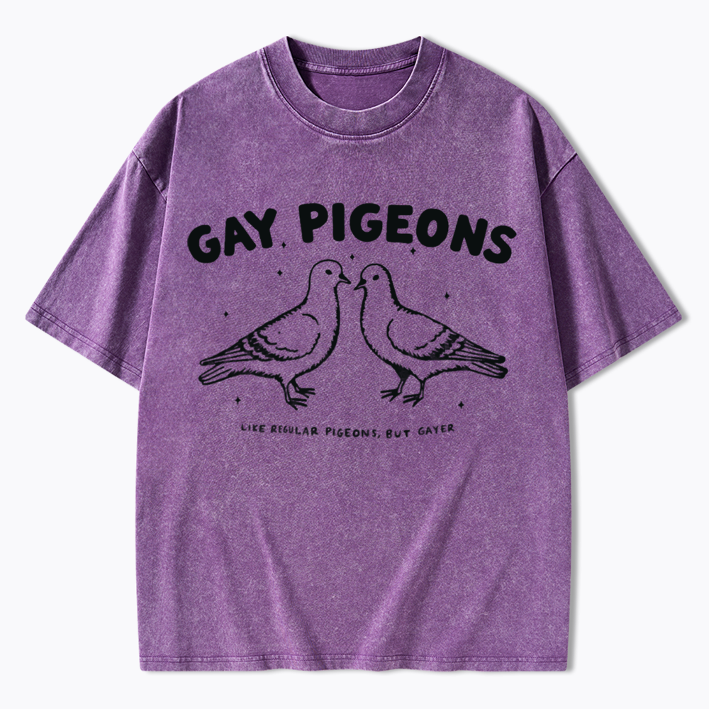 Gay Pigeons Washed T-Shirts
