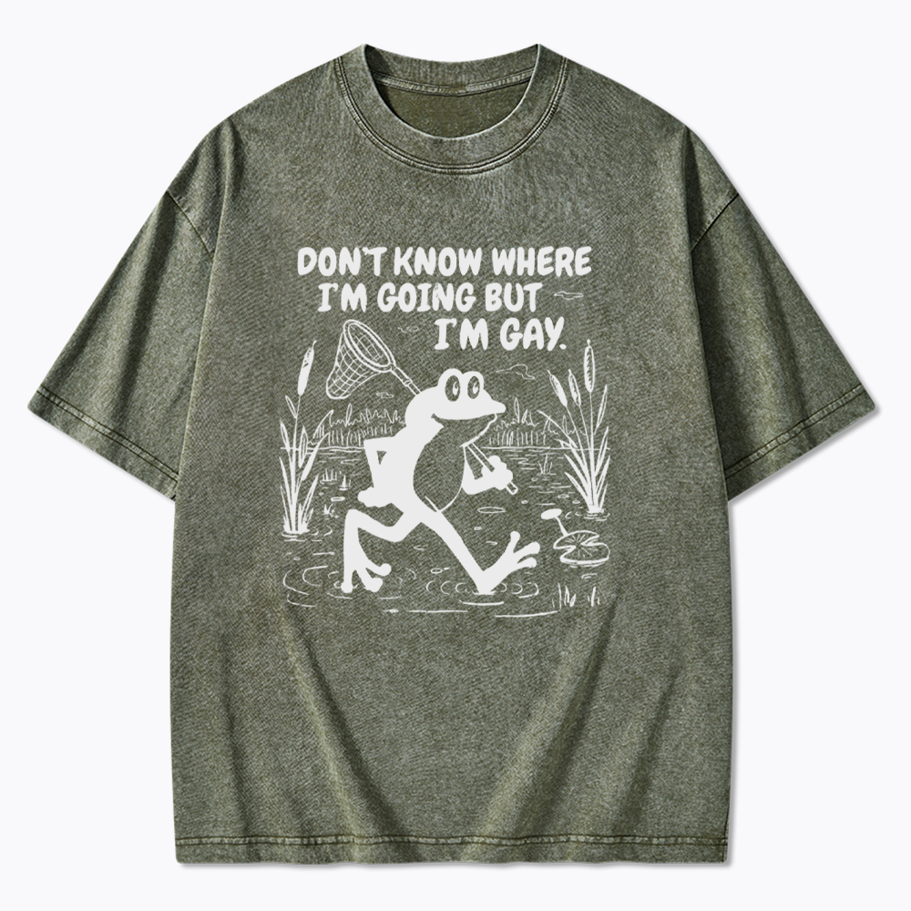 Vintage Gay Frog Graphic Washed T-Shirts