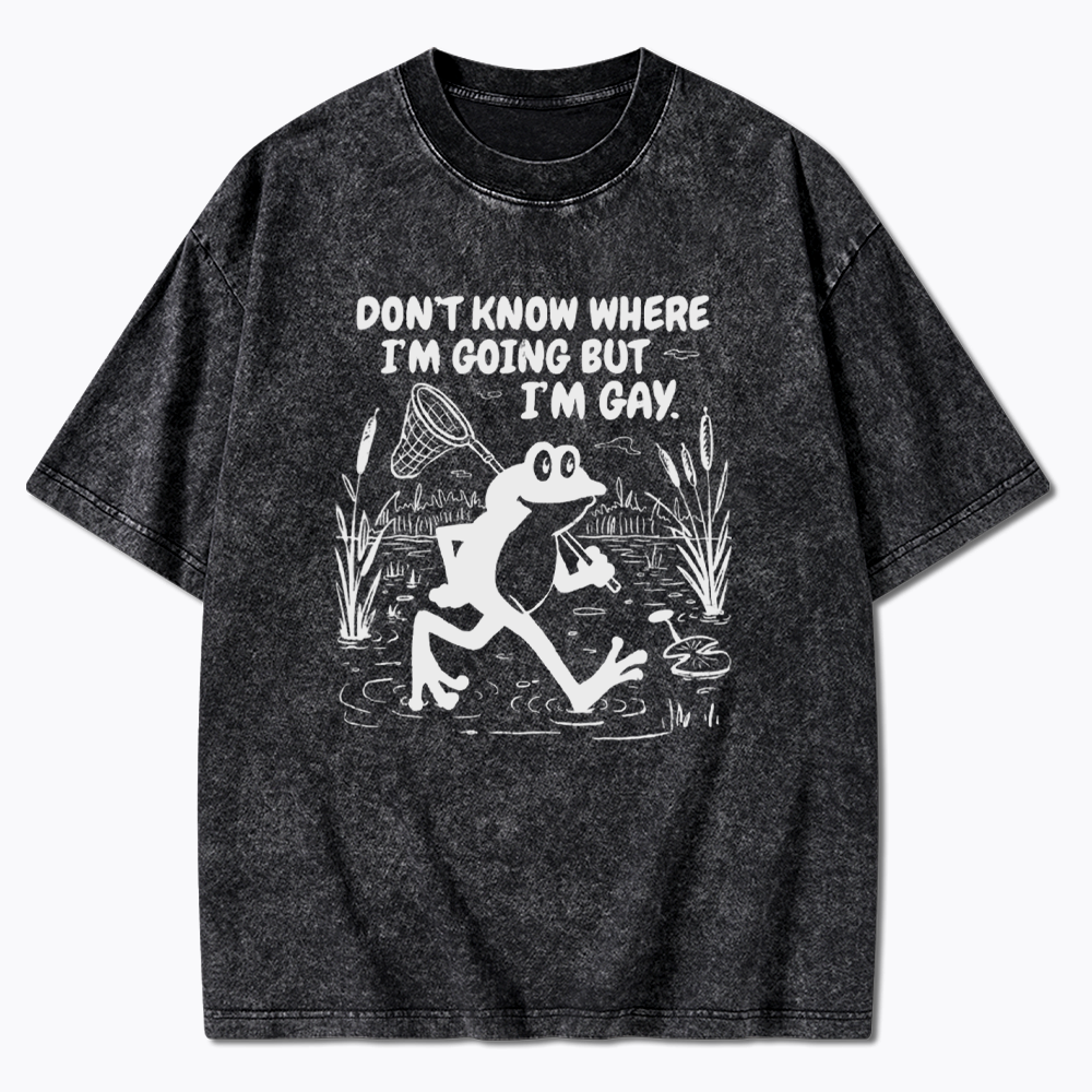 Vintage Gay Frog Graphic Washed T-Shirts
