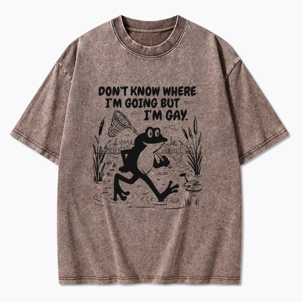 Vintage Gay Frog Graphic Washed T-Shirts