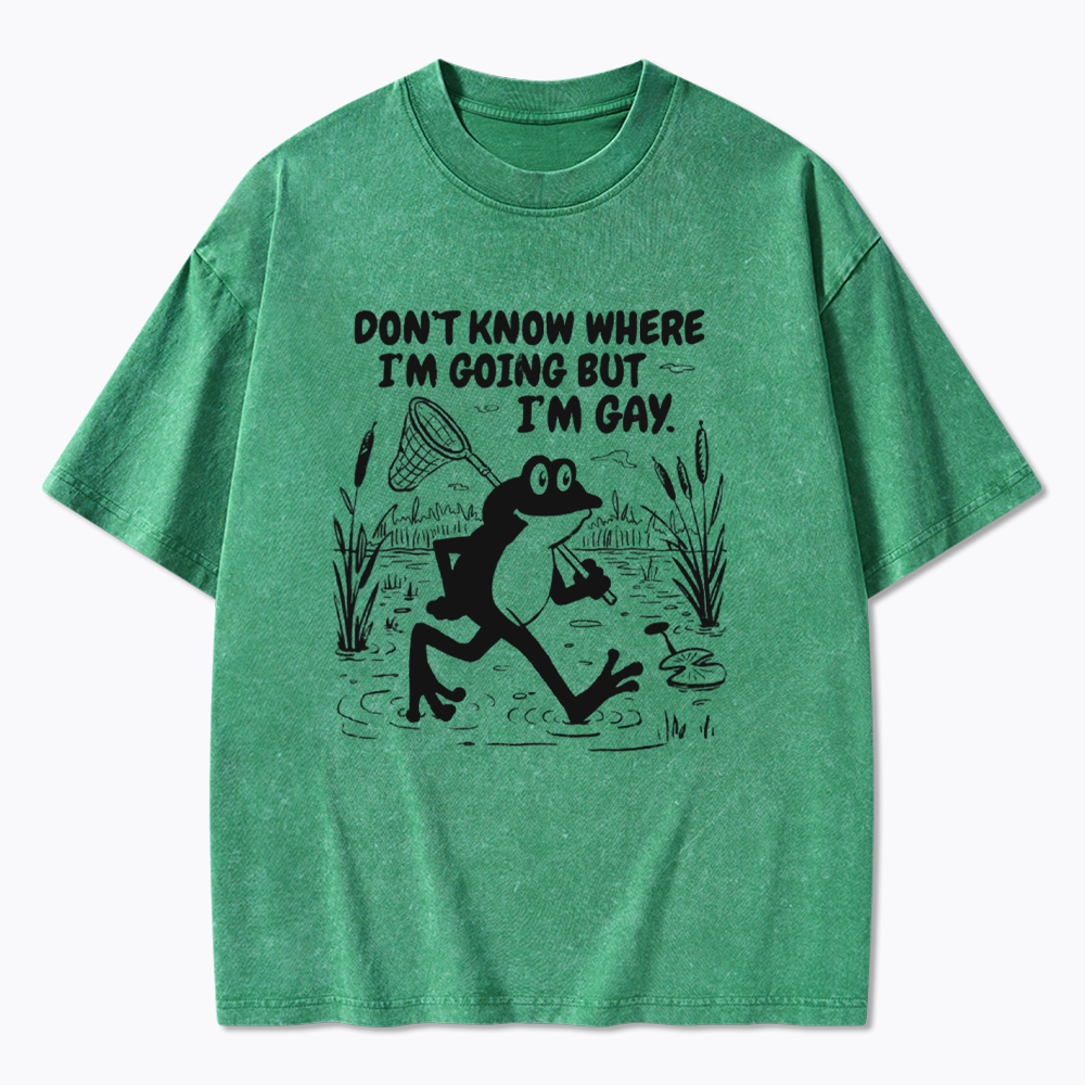 Vintage Gay Frog Graphic Washed T-Shirts