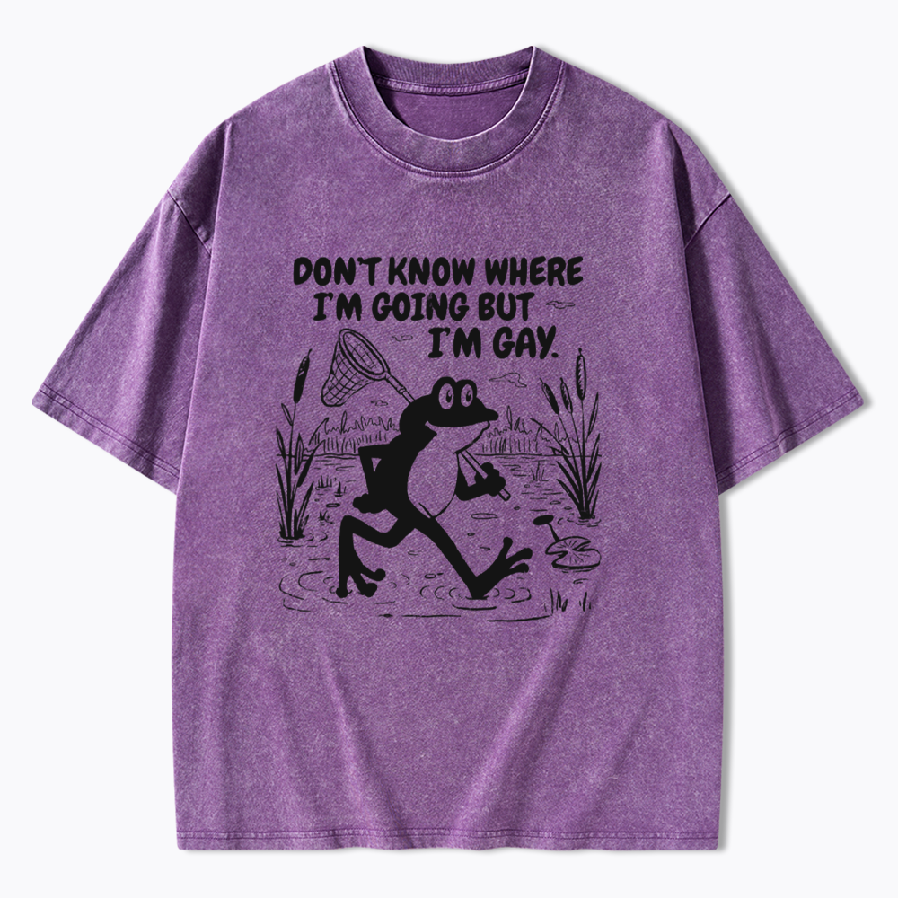 Vintage Gay Frog Graphic Washed T-Shirts