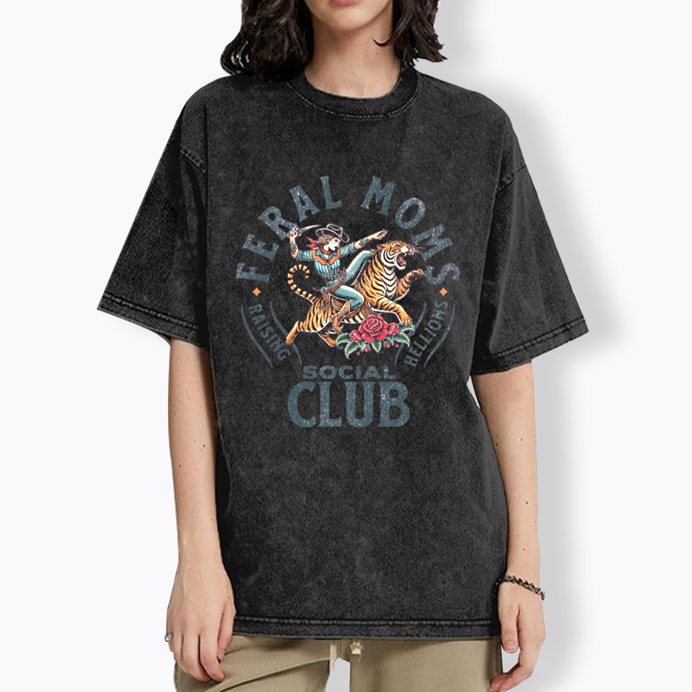 Feral Moms Social Club Washed T-Shirts