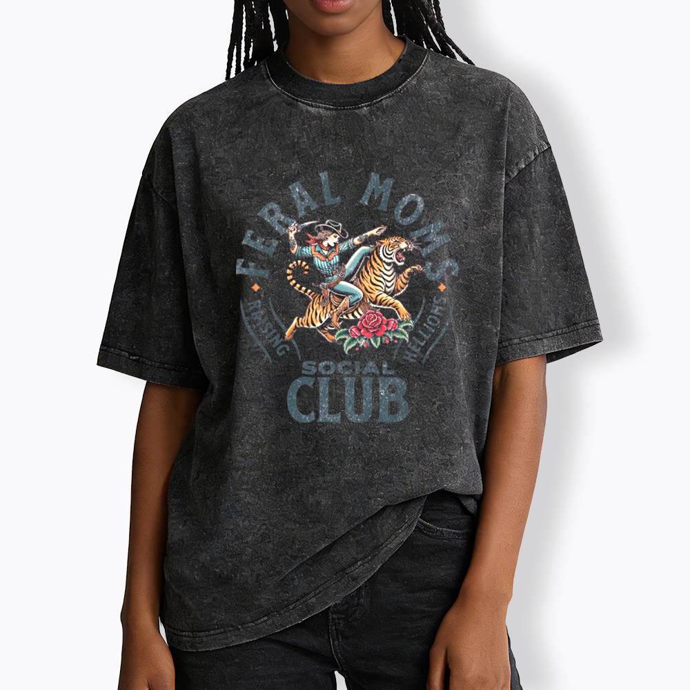 Feral Moms Social Club Washed T-Shirts