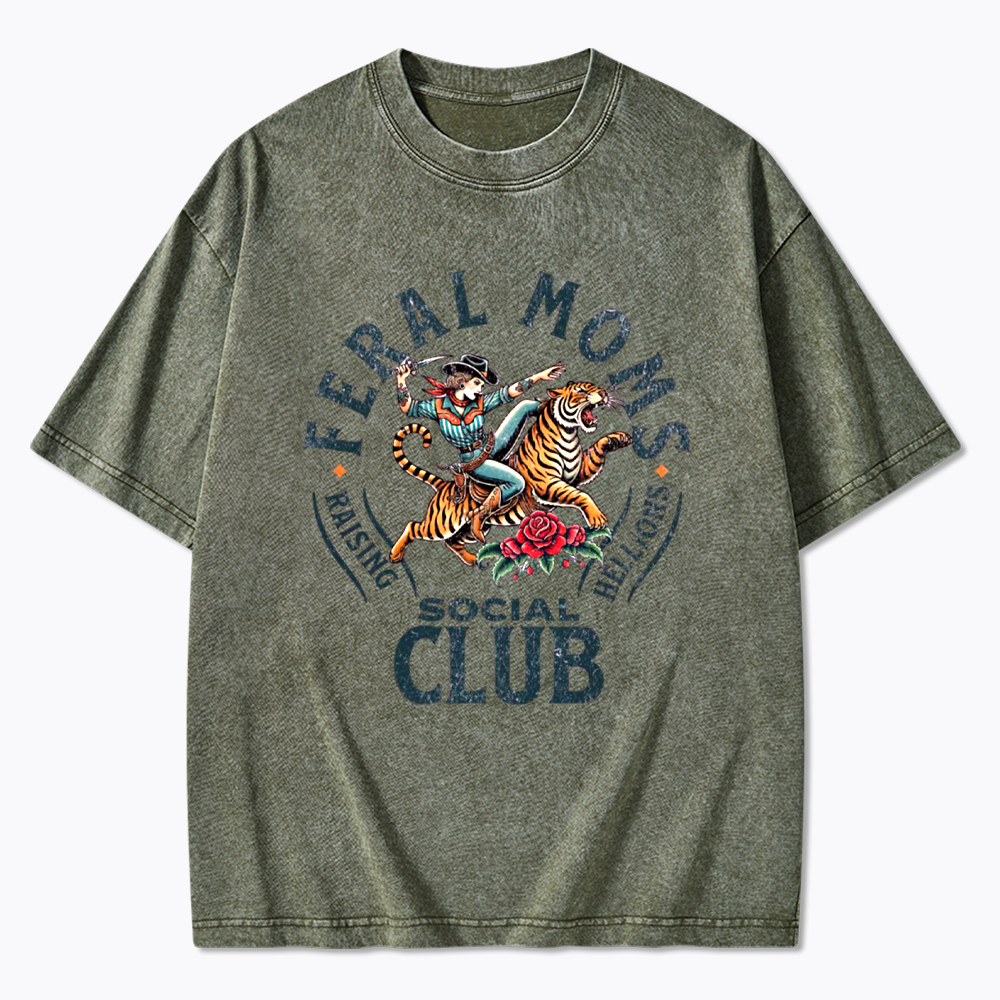 Feral Moms Social Club Washed T-Shirts