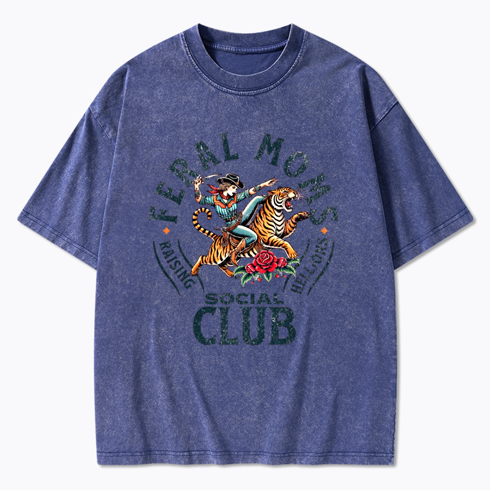 Feral Moms Social Club Washed T-Shirts