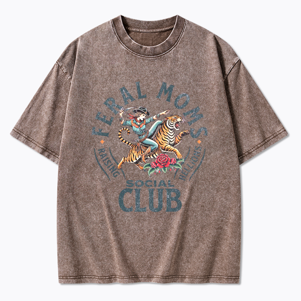 Feral Moms Social Club Washed T-Shirts