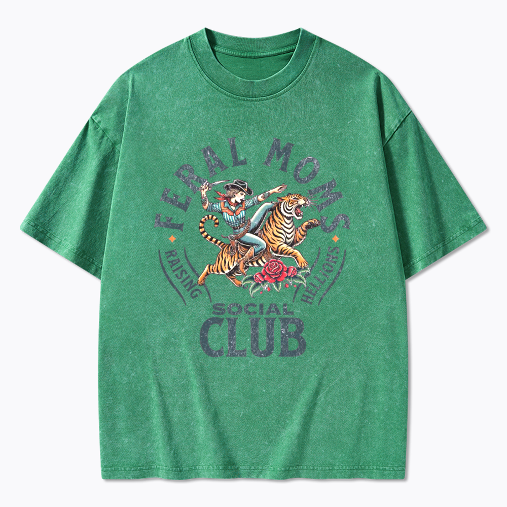 Feral Moms Social Club Washed T-Shirts