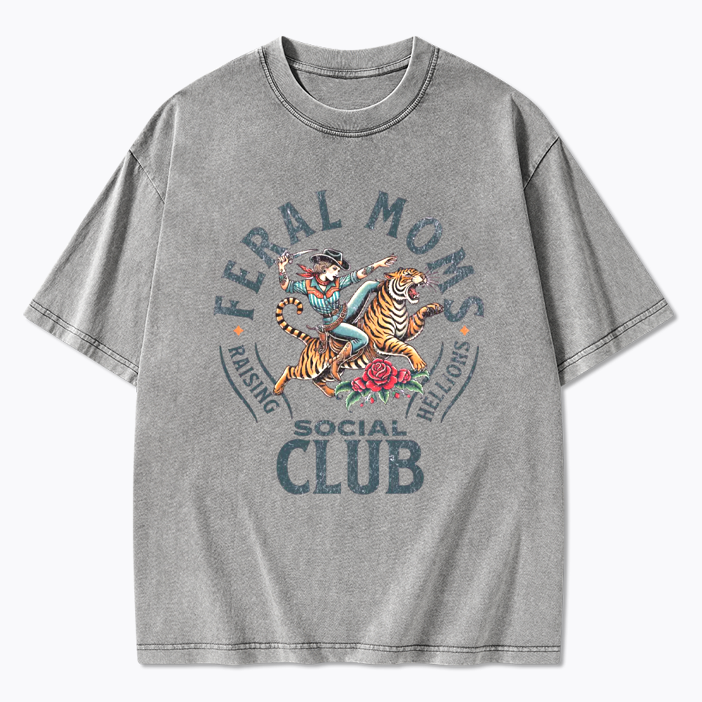 Feral Moms Social Club Washed T-Shirts