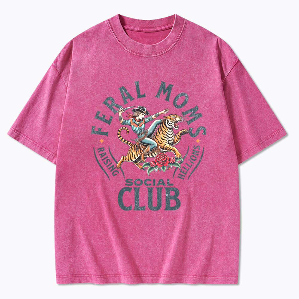Feral Moms Social Club Washed T-Shirts