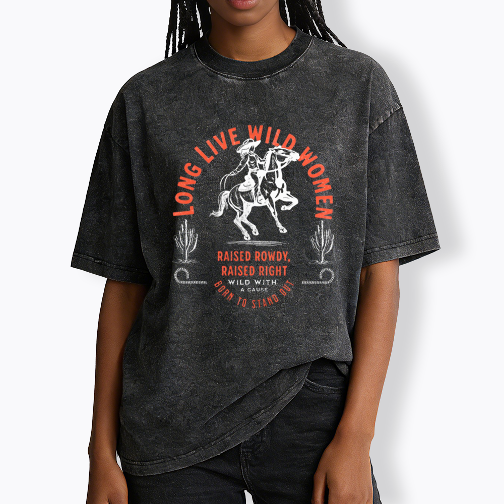 Long Live Wild Women Washed T-Shirts