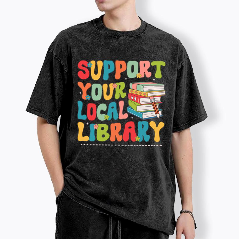 Support Your Local Library Washed T-Shirt