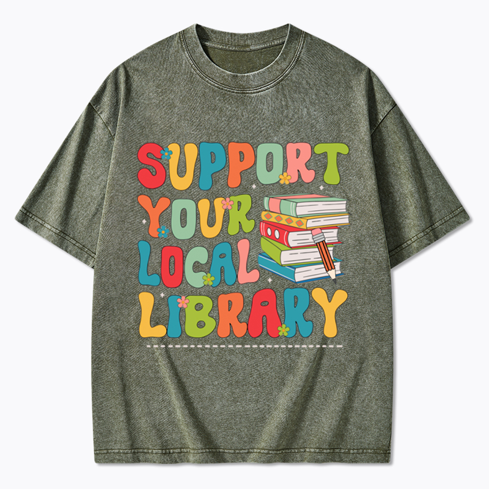 Support Your Local Library Washed T-Shirt