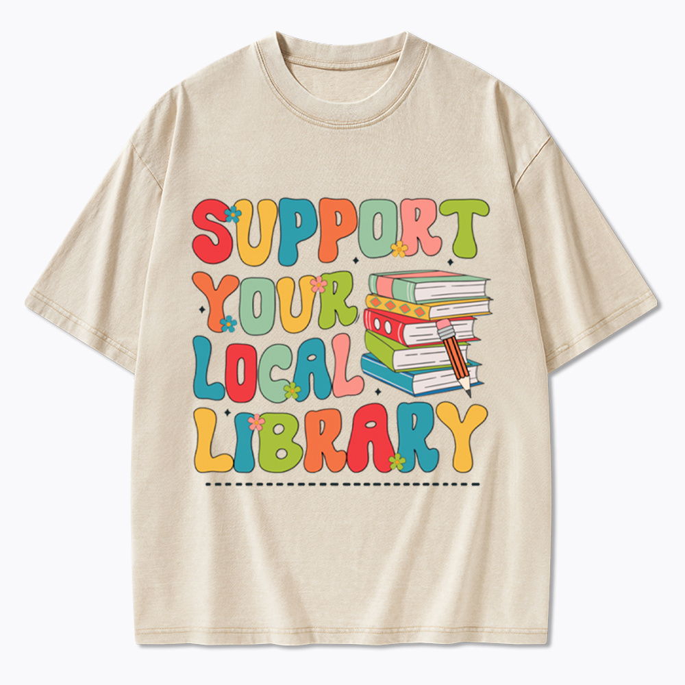 Support Your Local Library Washed T-Shirt