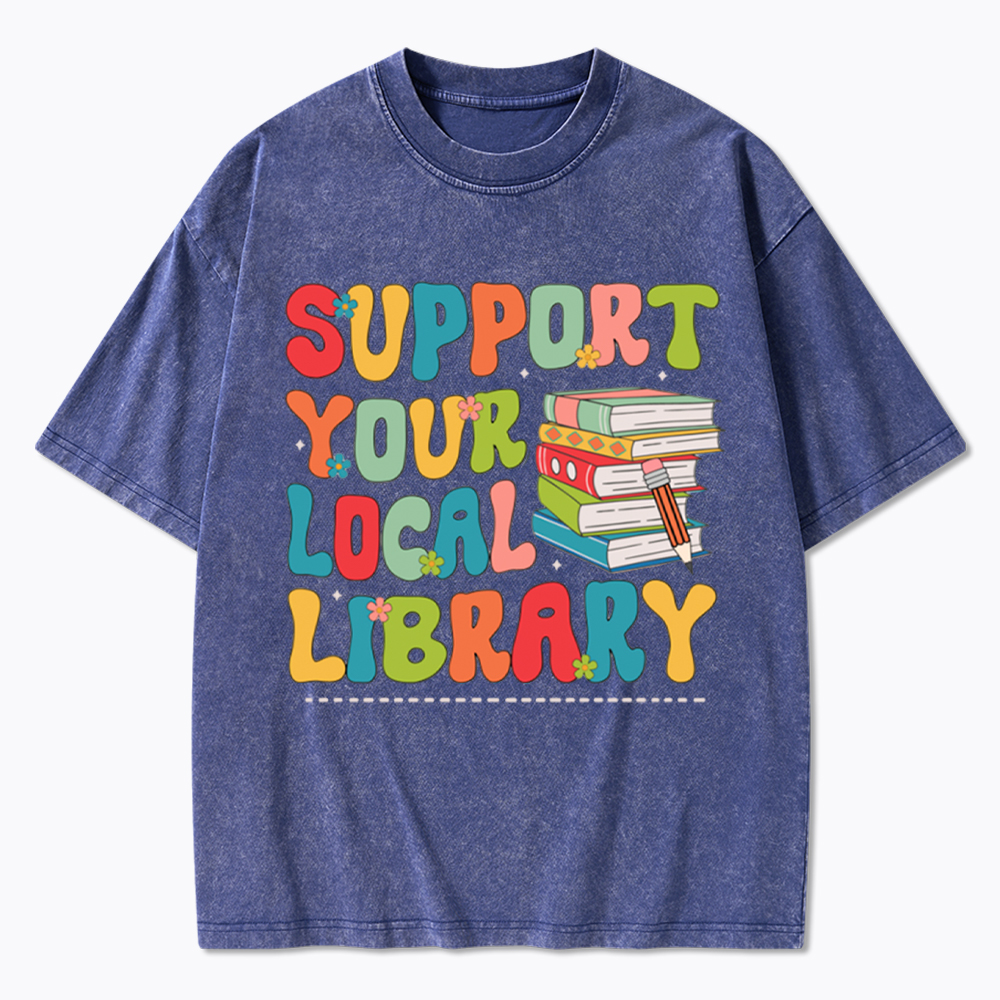 Support Your Local Library Washed T-Shirt