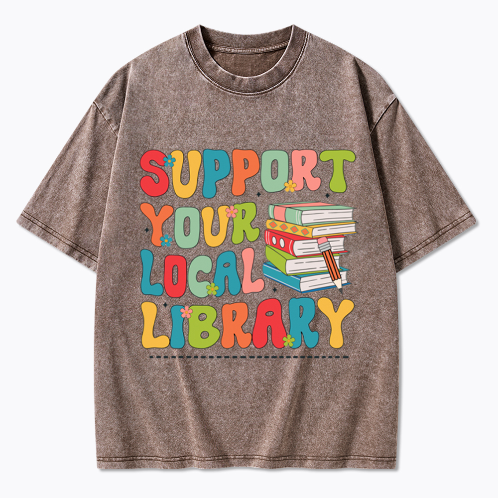 Support Your Local Library Washed T-Shirt