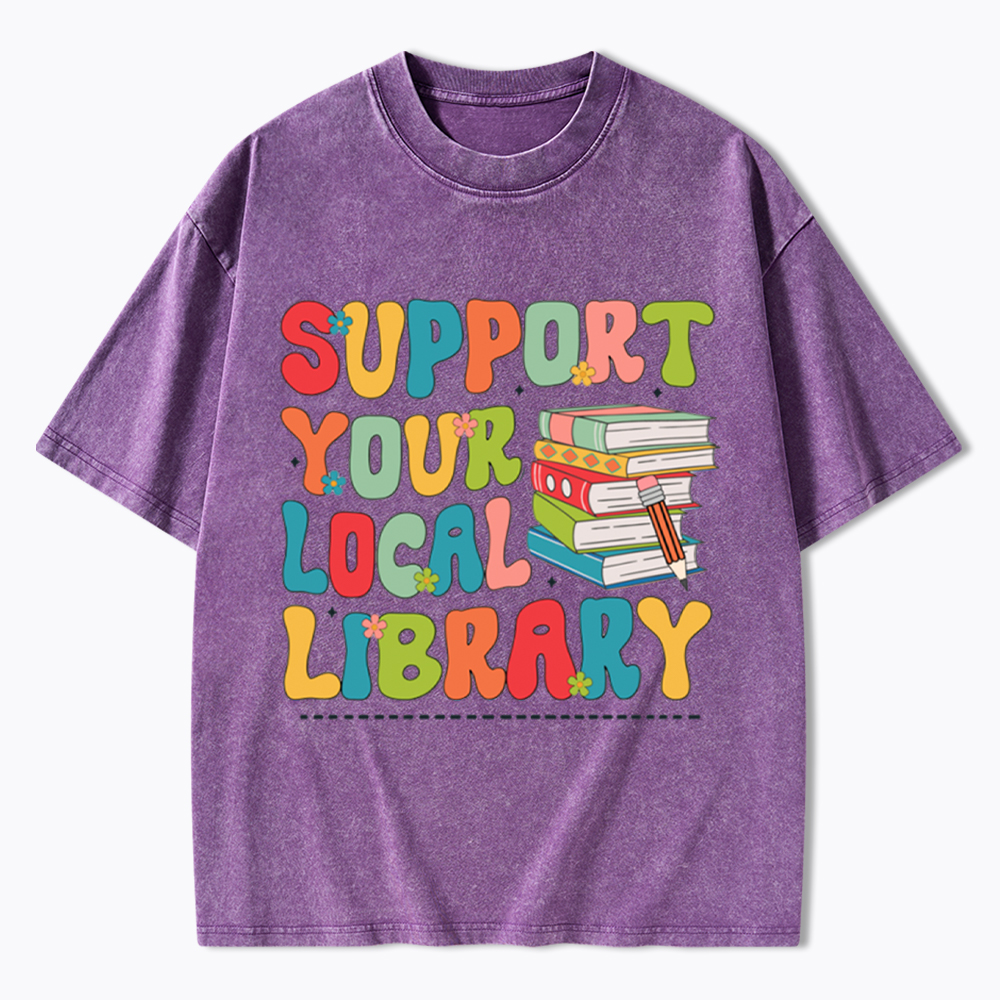 Support Your Local Library Washed T-Shirt