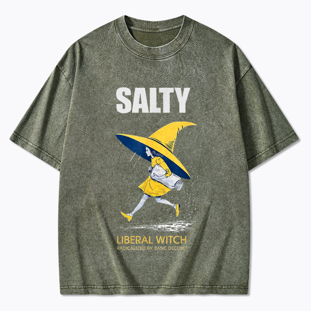 Liberal Witch Radicalized By Basic Decency Washed T-Shirt