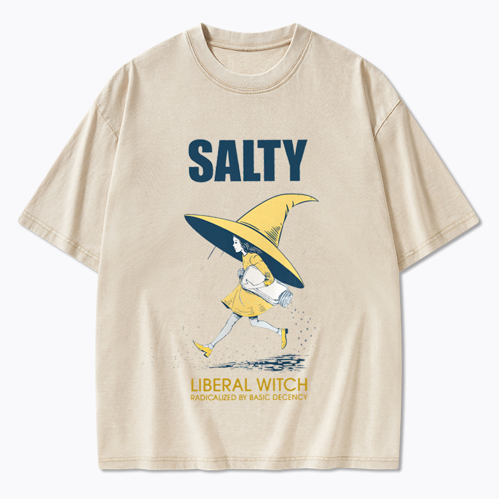 Liberal Witch Radicalized By Basic Decency Washed T-Shirt
