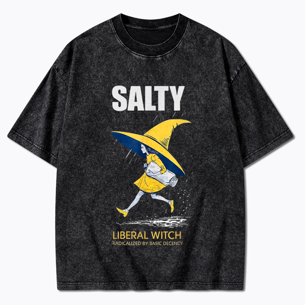 Liberal Witch Radicalized By Basic Decency Washed T-Shirt